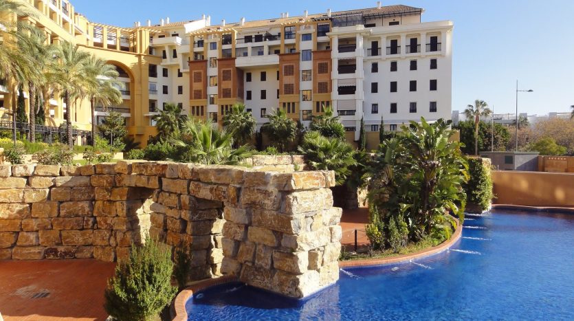 The residential complex La Corona is a gated community with a communal pool